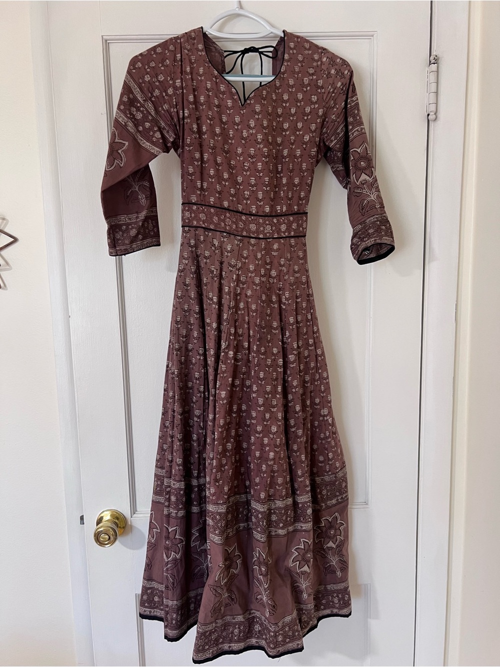 Dusty Rose Printed Indian Anarkali Dress